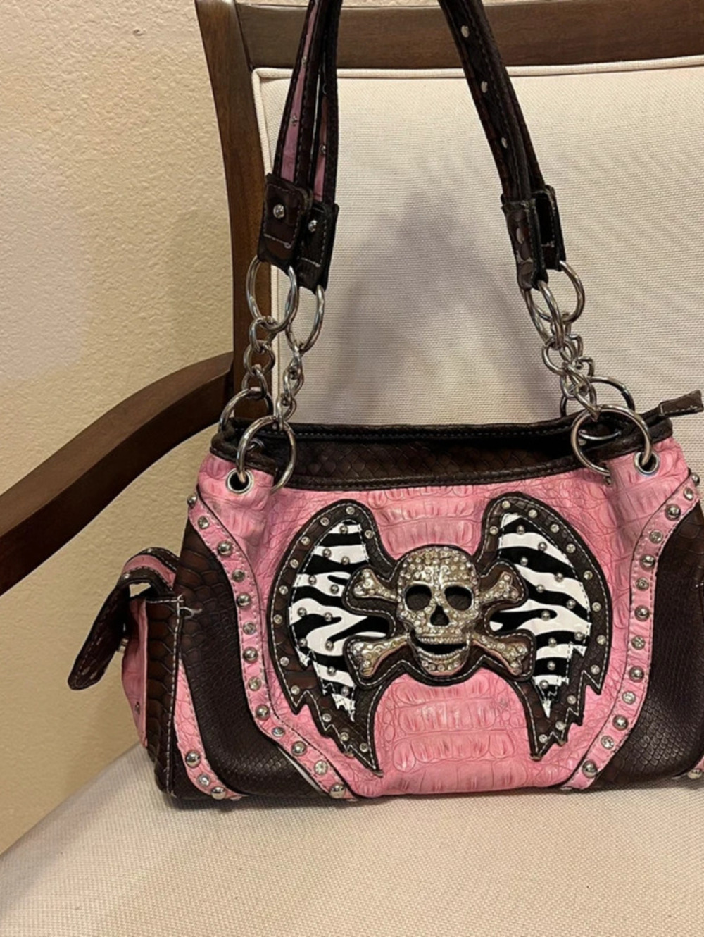 Vintage Y2K metal crocodile skull goth like shoulder bag